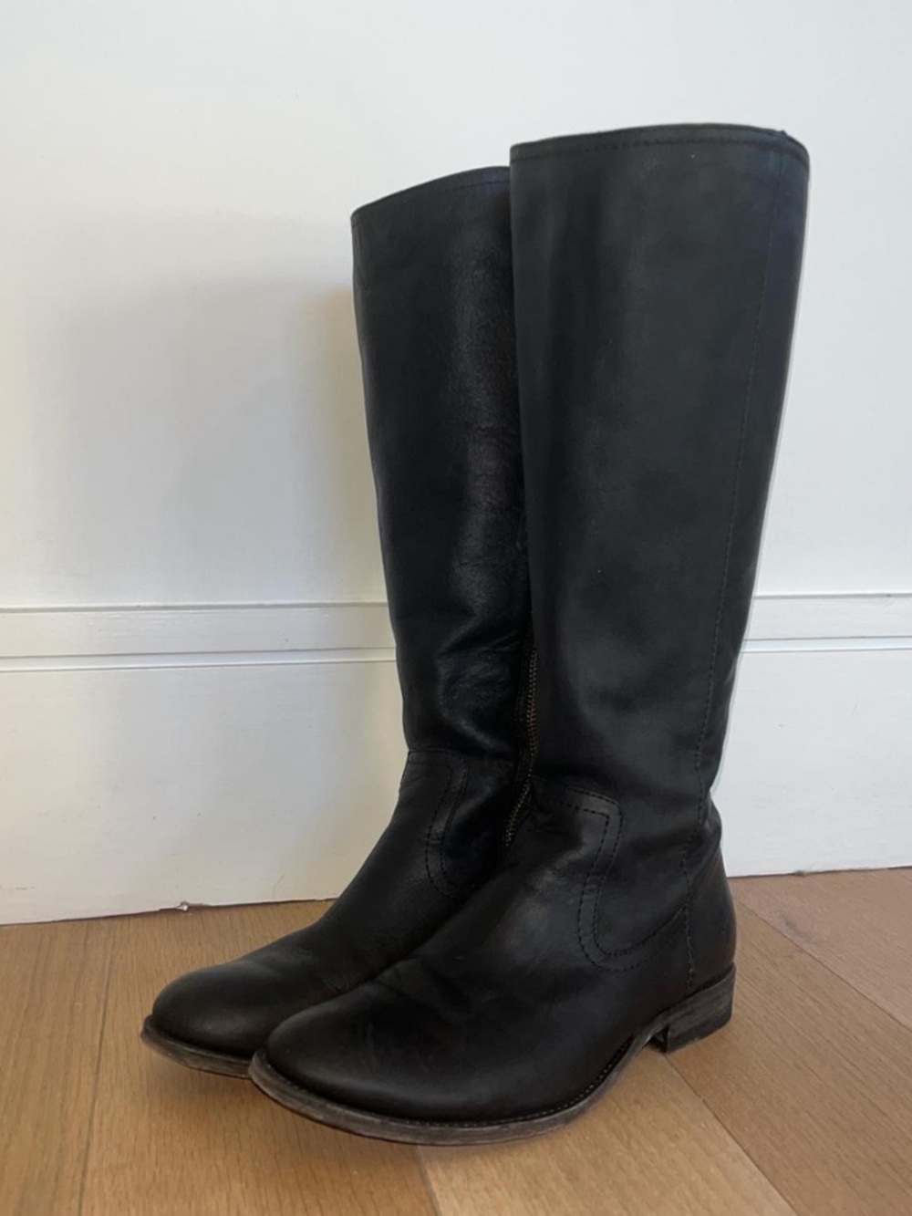 Classic Tall Black Leather Riding Boots - Women's